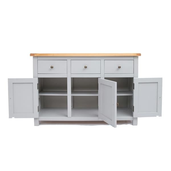Cabinet Bits Argenta Light Grey 3 Drawer 3 Door Sideboard Brass Knob