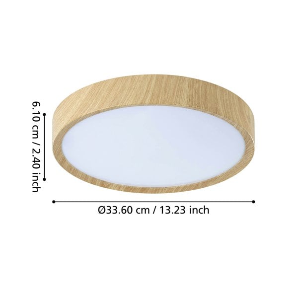 EGLO Musurita Natural Wood And Plastic Diffuser Ceiling Light