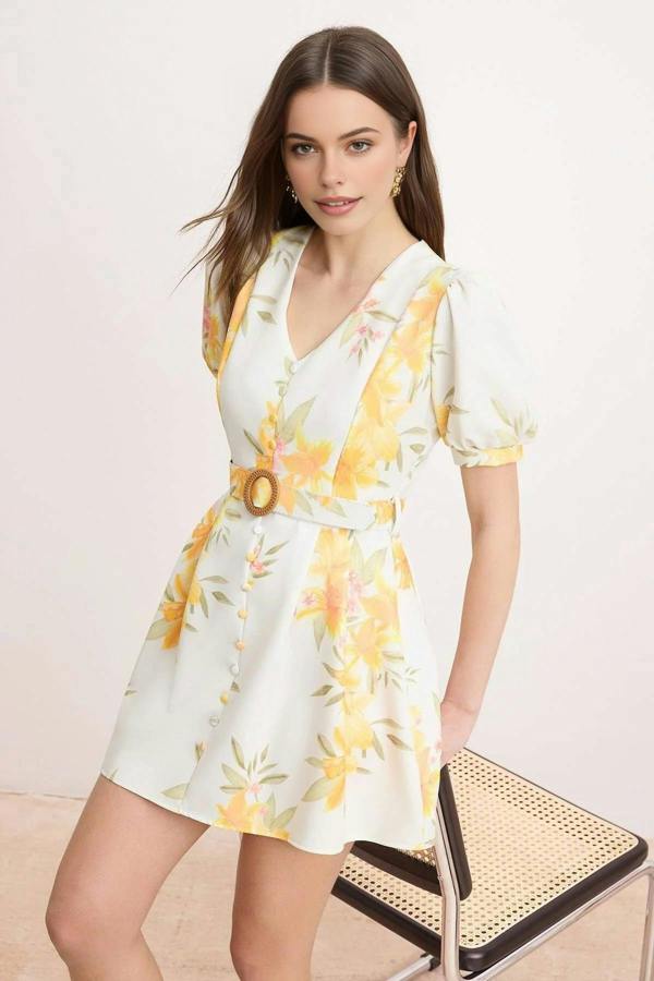WOVCOR Floral Mini Woven Dress