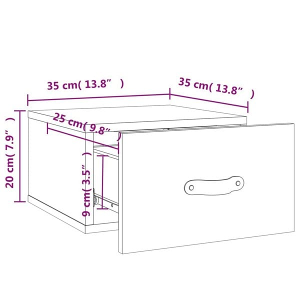 Berkfield Wall-mounted Bedside Cabinet Concrete Grey 35x35x20 cm