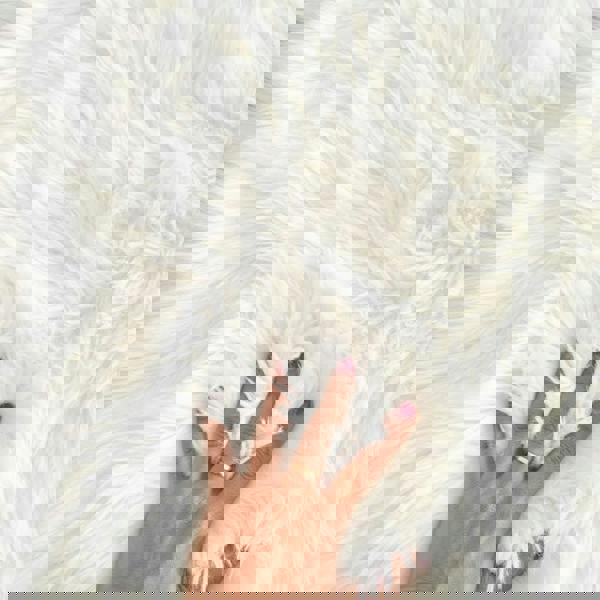 HomeSpace Direct Luxury Faux Rabbit Fur Rug White