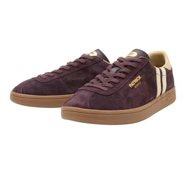 Patrick Mens Monaco Suede Cupsole Trainers - Dark Brown/Beige - 