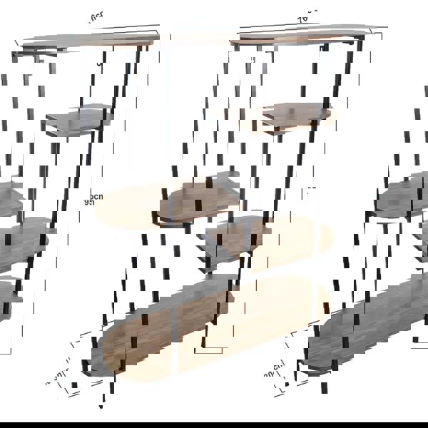 Gr8 Home Wood Metal Oval Shelving Unit Display Bookcase Storage Shelf Side Console Table