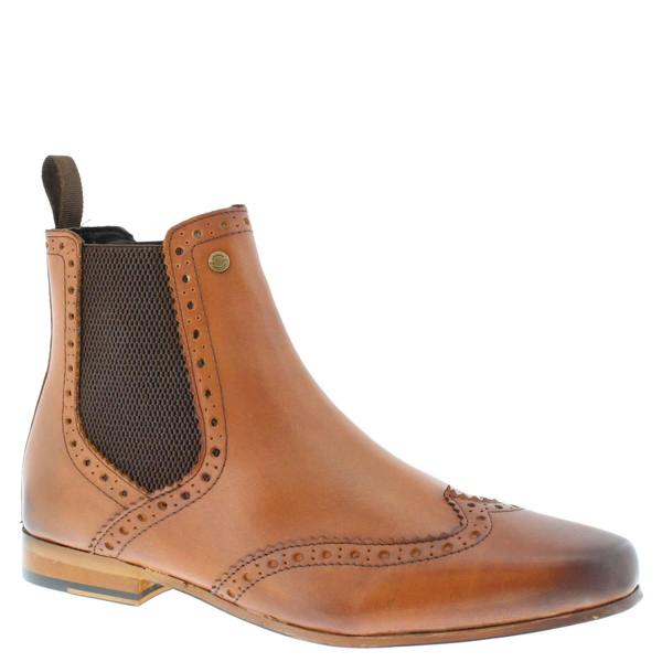 HX London Harlow Men's Leather Pointed Brogue Chelsea Boots