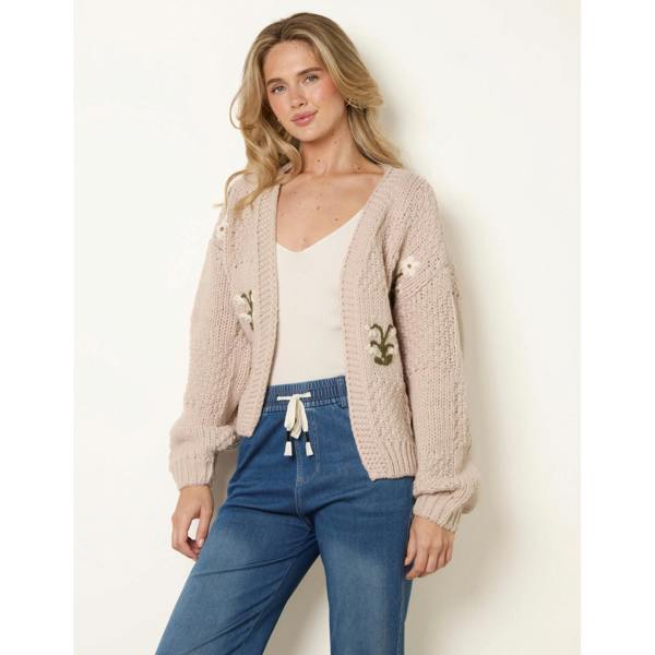 Blue Vanilla Flower Embroidery Cardigan