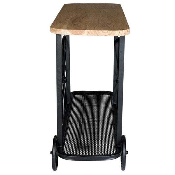 Wyld Haus Shanghai Industrial Oak and Black Modern Wheel Console Table