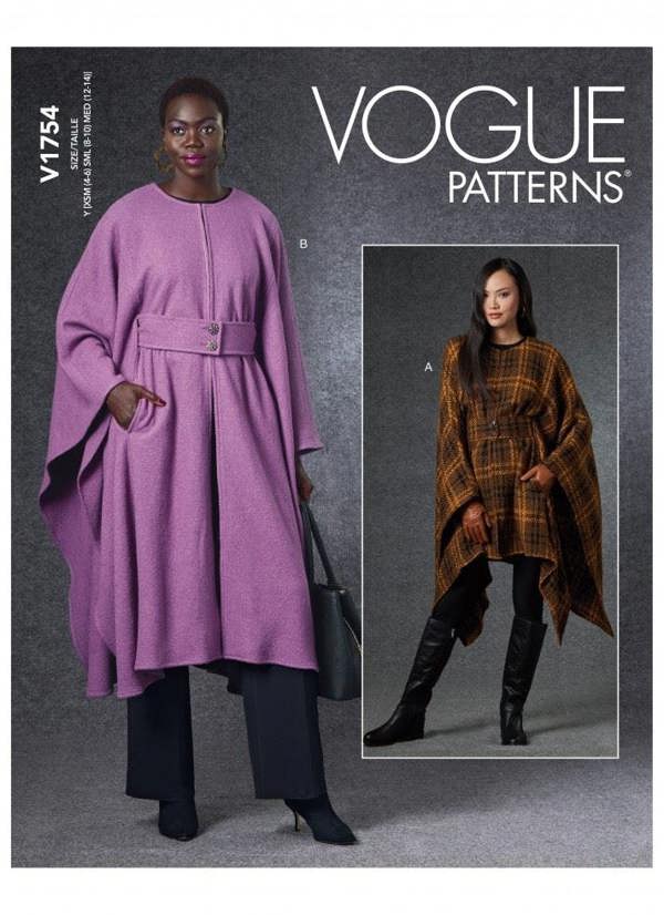 Vogue Sewing Pattern 1754, Capes for Women, Y (XS-S-M) - Easy