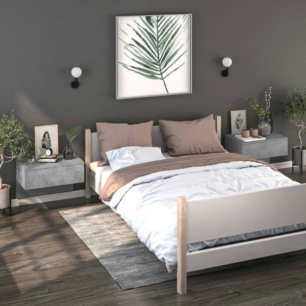 Berkfield Wall-mounted Bedside Cabinets 2 pcs Concrete Grey