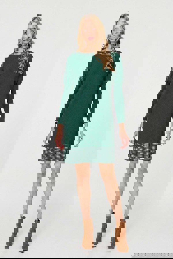 Green | Geo Print Long Sleeve Short Jumper Dress
