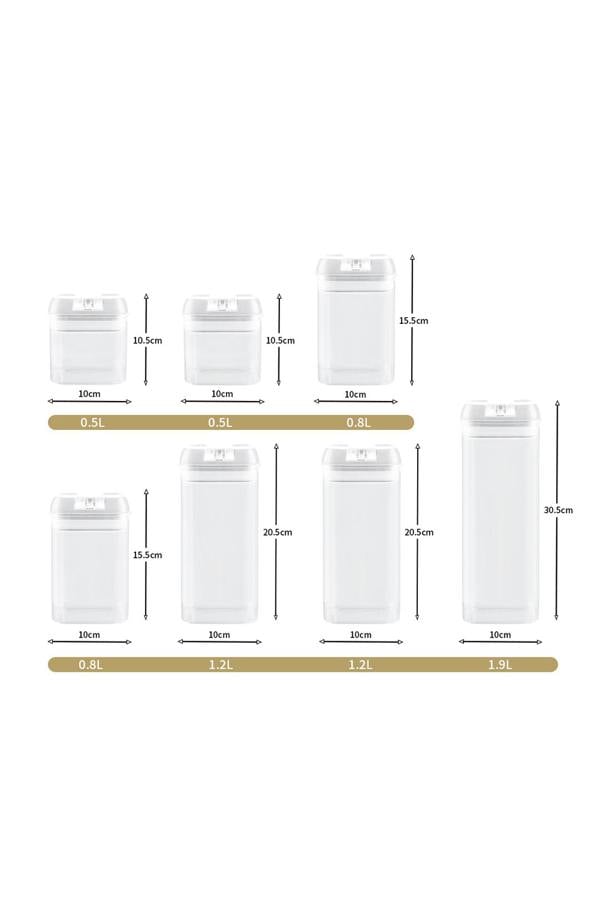 Living and Home 7Pcs Airtight Food Dry Grain Cereal  Storage Containers 6.9L with Clasp Lids （0.5*2+0.8*2+1.2*2+1.9L）