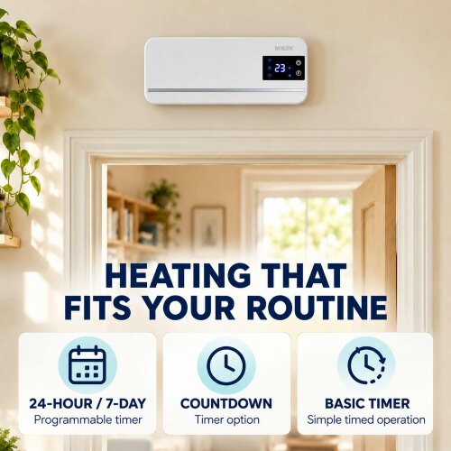MYLEK Overdoor Fan Heater - 2kW - Air Curtain with Thermostat & Timer
