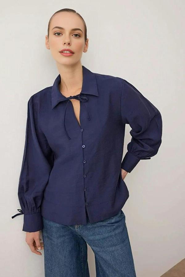 WOVCOR Boho Modal Shirt with Tie Detail