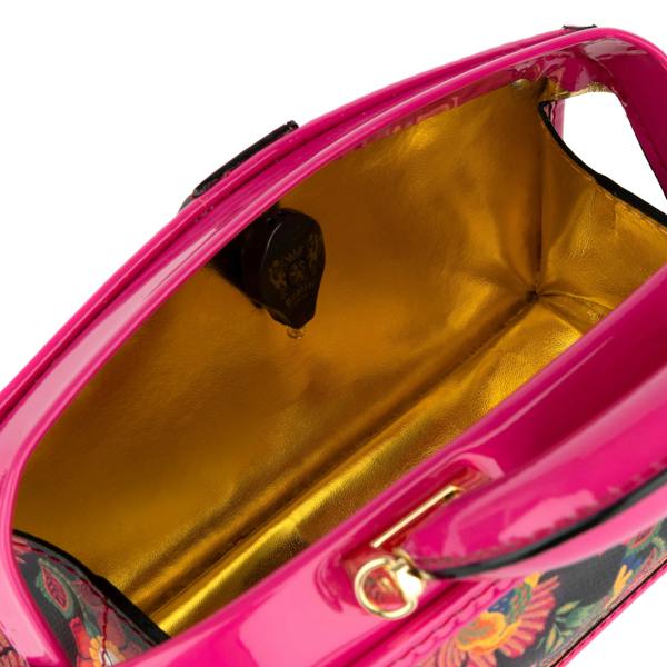 Embassy London Gazelle Mini - Red Flowers - Women’s mini patent leather top handle & crossbody bag
