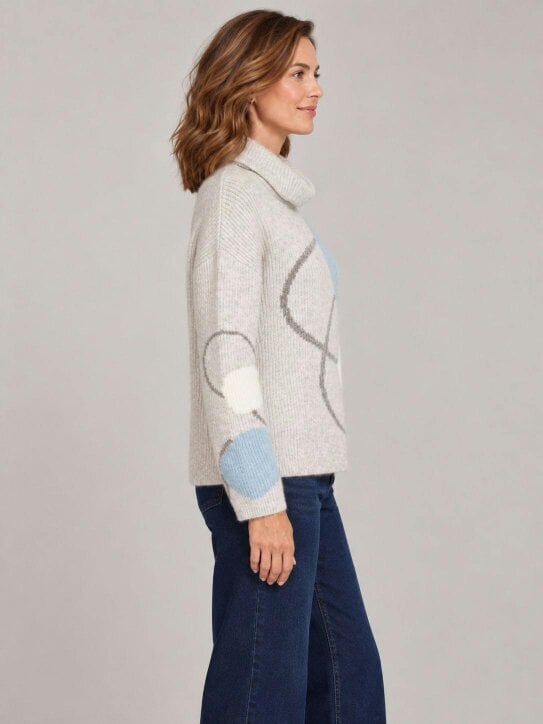 VIZ-A-VIZ Soft Intarsia Cowl Neck  Jumper