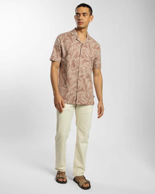Steel & Jelly Abstract Palm Leaf Jacquard Short Sleeve Shirt