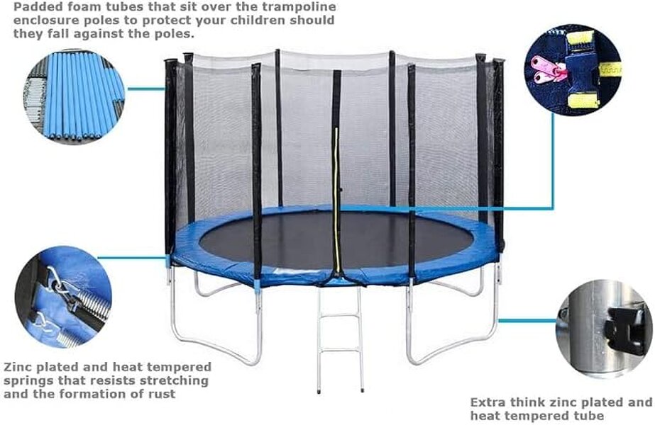 10ft Kids Trampoline with safety enclosure