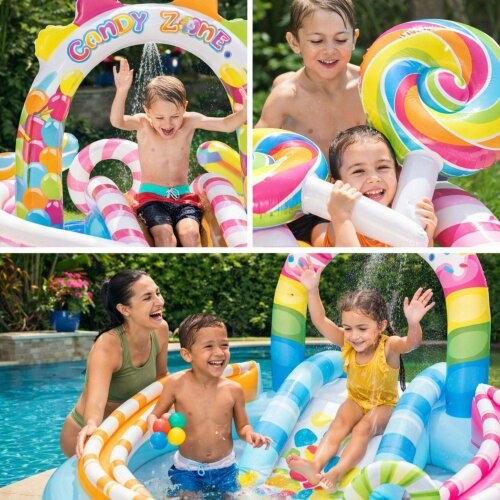 Intex Candy Zone Kids Inflatable Water Play Centre with Slide & Sprinkler