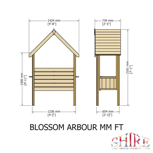 Shire Blossom 1.4x0.7m Arbour Seat - Best Shed