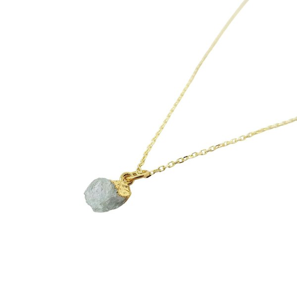 Harfi Raw Aquamarine Gold Plated March Birthstone Necklace