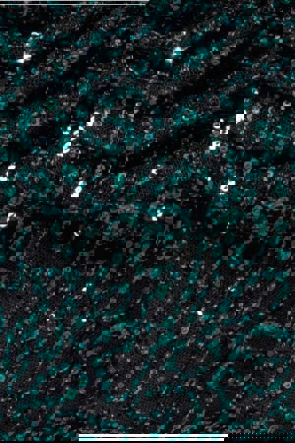 Sequin Cowl One Shoulder Maxi Dress - Emerald Green DR4020