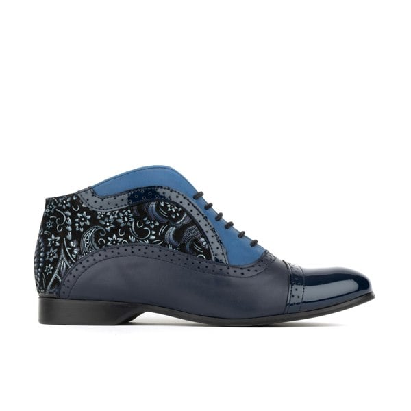 Embassy London Jasmine - Navy Multi - Women's blue leather oxford ankle boot in brogue