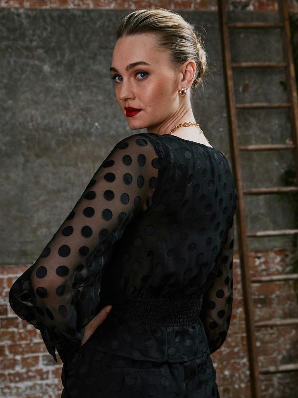 Rose & Nancy Ivy Spot Wrap Blouse