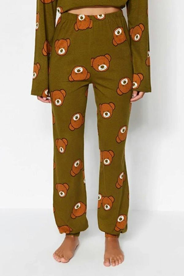 Hoxton Gal 100% Cotton Knitted Pajama Set with Teddy Bear Print