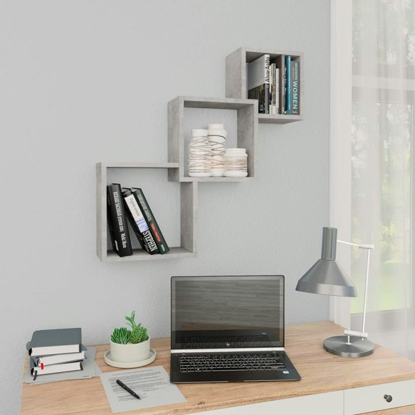 Berkfield Cube Wall Shelf Concrete Grey 68x15x68 cm Engineered Wood