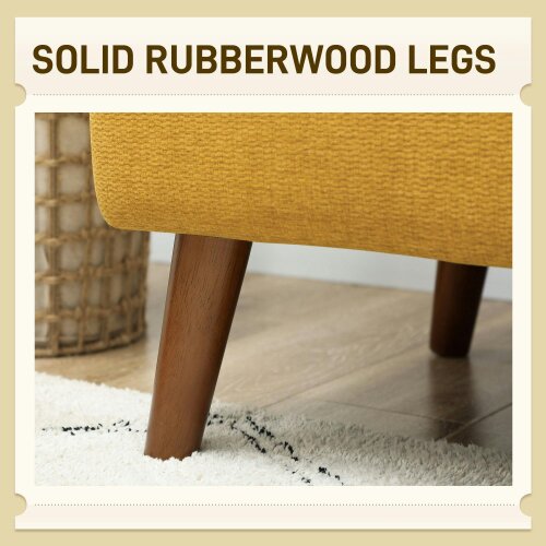 Wyld Haus Rorore Yoro Velvet Yellow Compact 2 Seater Sofa With Extra Thick Padding And Wooden Legs