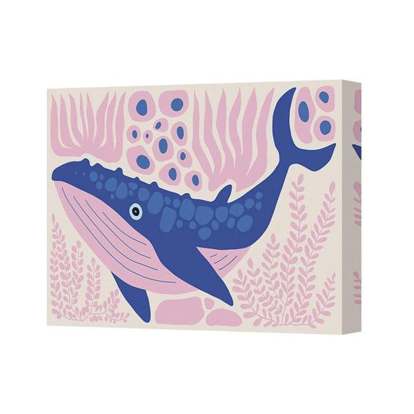 Benjamin Tate Design Blue Whale Canvas Wall Art Ocean Theme Nursery Decor