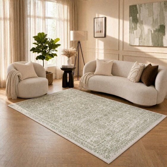The Rugs Montana Vintage Cream Green Rug | 3716