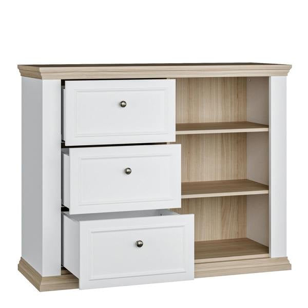 Furniture To Go Pontypool 3 Drawer & 1 Door Sideboard in White and Riva Oak