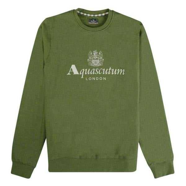 Aquascutum Mens Active Big Logo Sweatshirt - Army Green - 