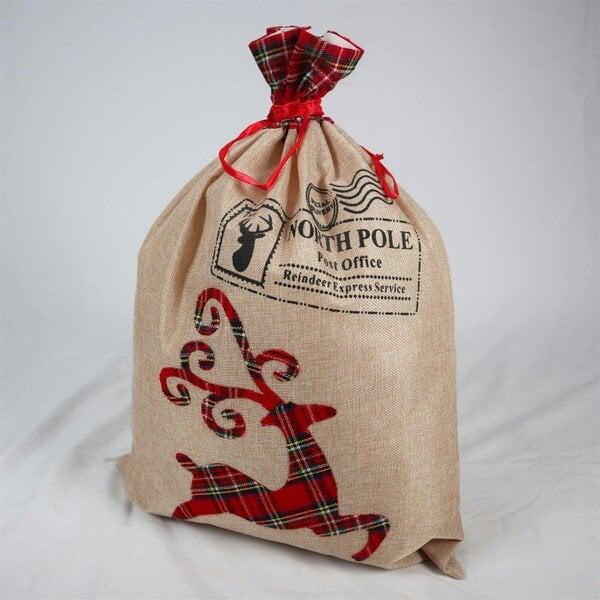 Shatchi 50x70cm Christmas Reindeer Sack for Festive Gift Presentation and Seasonal Decorating