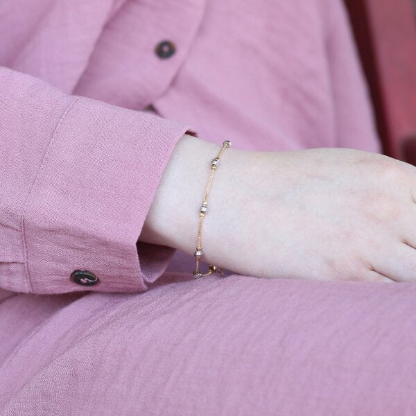 The Colourful Aura Silver ball Charm Slim Gold plated Thread Bracelet