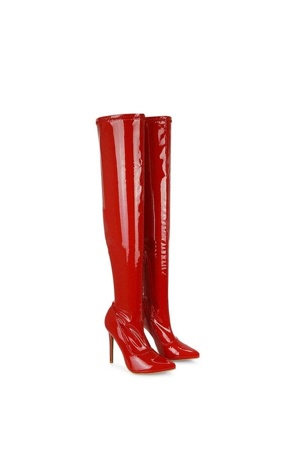 XY LONDON Over The Knee Thigh High Heeled Boots With Zip
