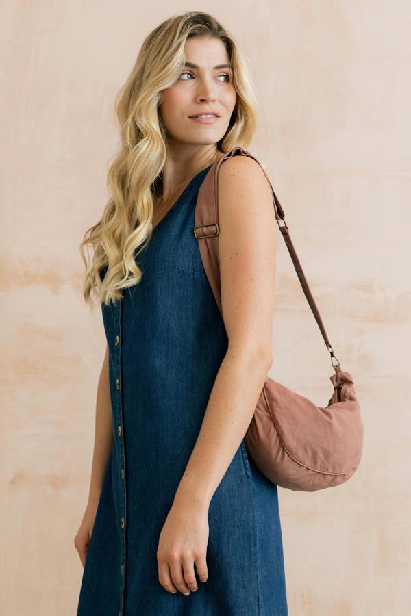 Lily & Me Cotton Tencel Crossbody Bag Soft Pink