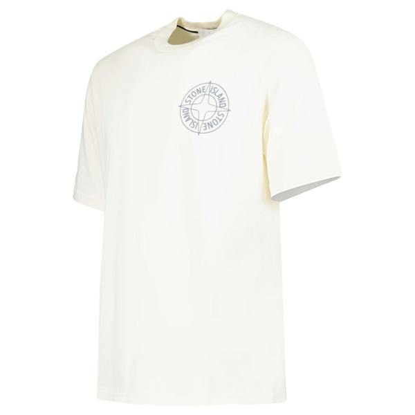 Stone Island Compass-Print Crewneck T-Shirt in Ivory - chancefashionco