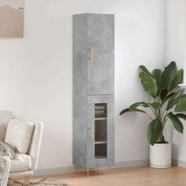Berkfield Highboard Concrete Grey 34.5x34x180 cm Engineered Wood