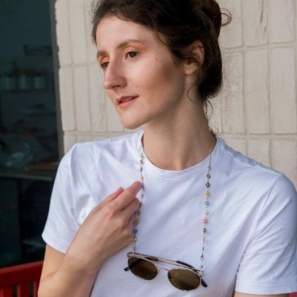 The Colourful Aura Multicolour Sun Flower Daisy Sun Glass Reading Eyewear Holder Lanyard Chain