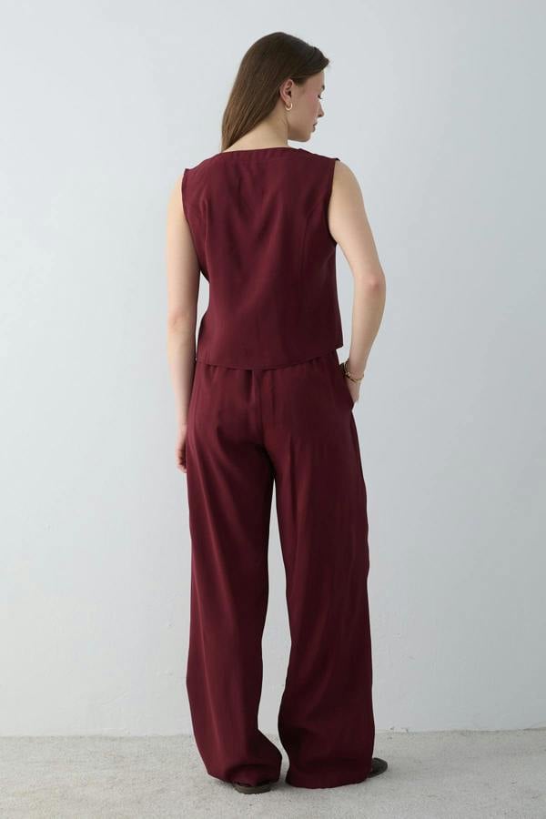 2-Piece Sleeveless Blouse and Wide Leg Trousers Co-ord