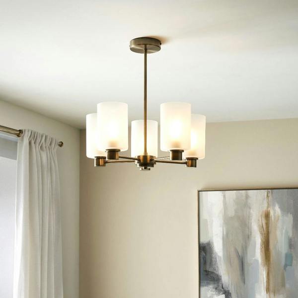 Pagazzi Lighting Kingsholm 5-Light Antique Brass Semi-Flush Ceiling Light