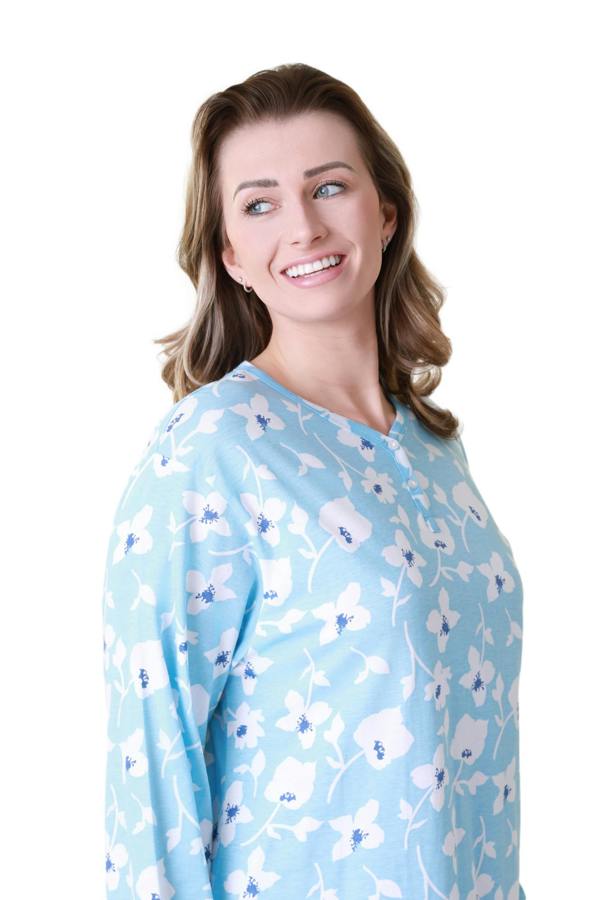 Camille Womens 100% Organic Cotton Classic Knee Length Long Sleeved Nightdress