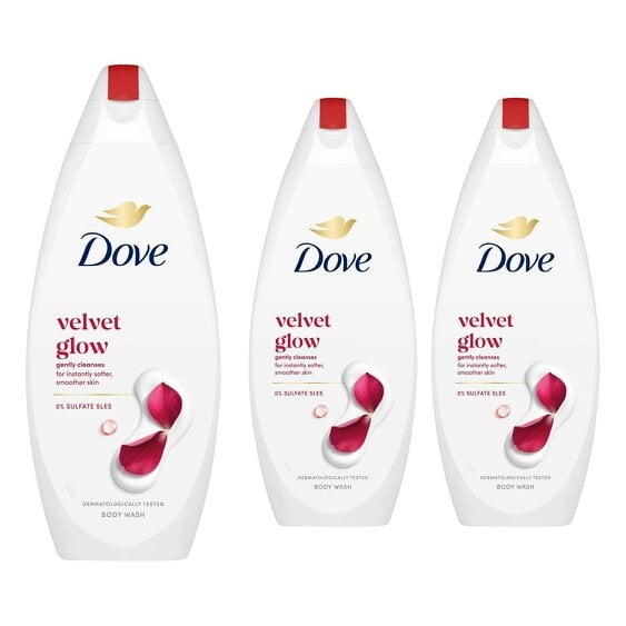 Dove Velvet Glow Body Wash 3 Pack, 0% Sulfate SLES Shower Gel, 225ml