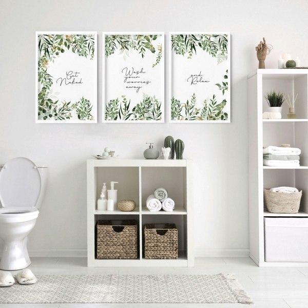 Bathroom wall art framed | set of 3 wall art