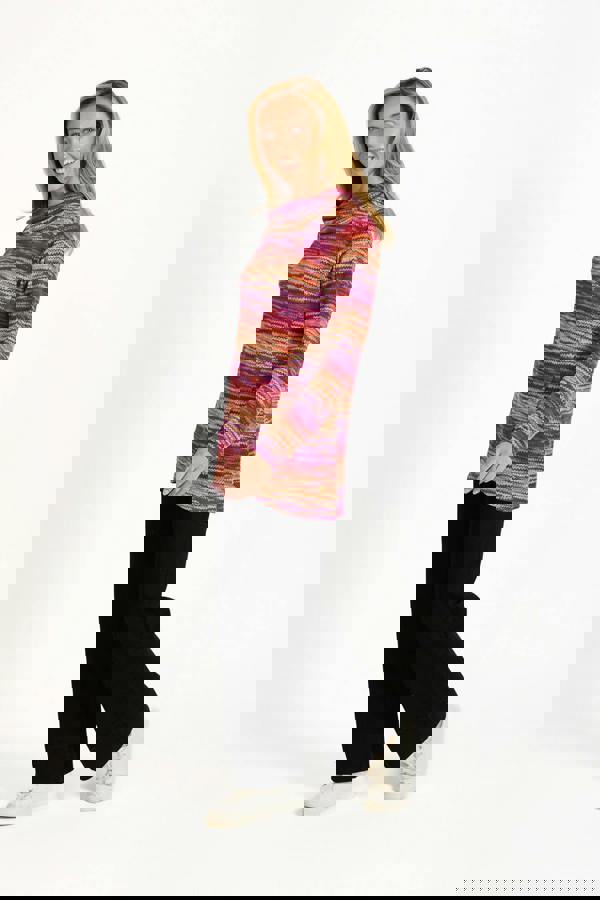 Staggered Print Cowl Neck Top