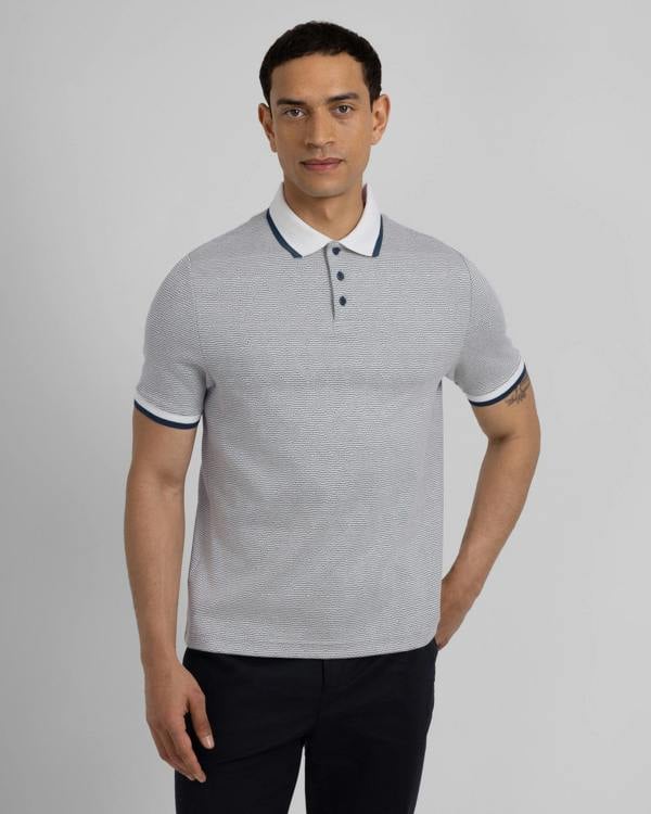 Steel & Jelly Bevan - Two-Tone Abstract Stripe Polo Shirt