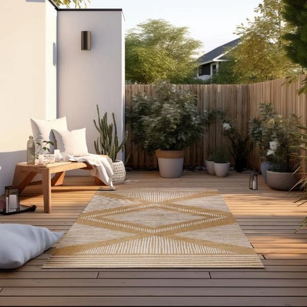 Hanse Home Reversible Indoor & Outdoor Yellow Rug – Rhombus Design