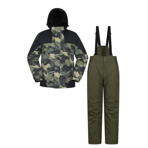 Mountain Warehouse Mens Camo Ski Jacket & Trousers - Dark Khaki - 