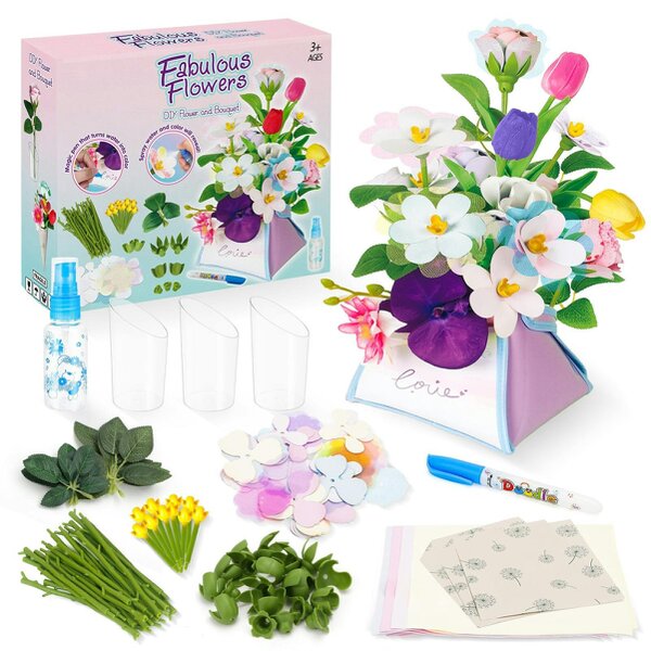deAO Toys Fabulous Flowers DIY Flower Bouquet Kit for Kids - 3+ - multi